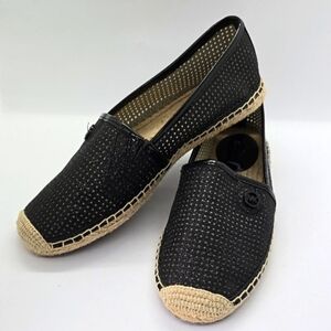 Michael Kors Black and Tan Casual Flats with Perforated Upper and Rounded Toe